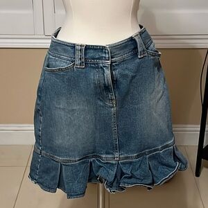 denim mini ruffle skirt